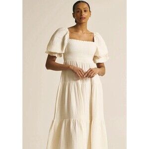 Nothing Fits But Kiko Maxi Dress Size L/XL Cream 100% Cotton Natural Maternity